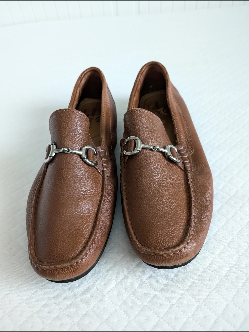 Marc Joseph Men's Chestnut Cognac Brown Leather Loafer Moccasin Buckle size 12